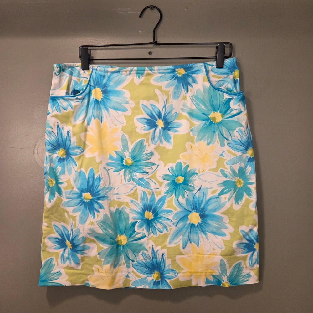 Pierre Cardin Women's Pencil Skirt w Pockets Size 14 Petite Floral Print